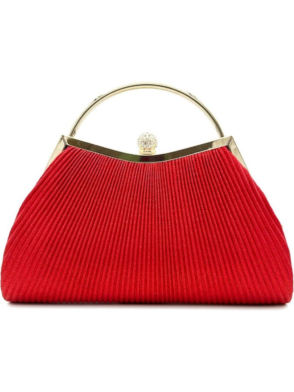 Women's Red Sparkly Clutch Purse Small Prom Wedding Evening Party Chain Bag